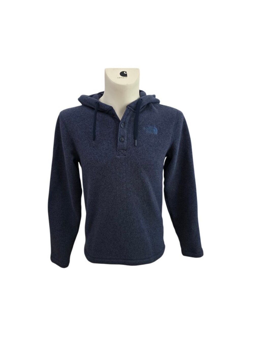 The North Face Mens Fleece Lined Sweater Henley Hoodie Blue S EUC